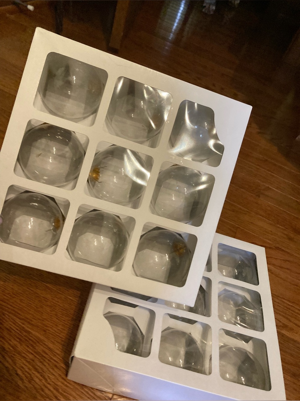 2 Boxes of Clear Christmas Balls Ornaments 18 total